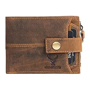 REDHORNS Light Brown Hunter Genuine Leather Wallet for Men | RFID Protected | Ultra Strong Stitching | Handcrafted | Zip Wallet with 10 Card Slots | 1 ID Slots(720LH_Light Hunter)