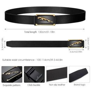 GUSTAVE® Waist Belts for Men Fashion Black Mens Belt Slide Lock Leather Belt for Men, with Click Buckle – 130cm Length, Free Adjustable, No Belt Hole