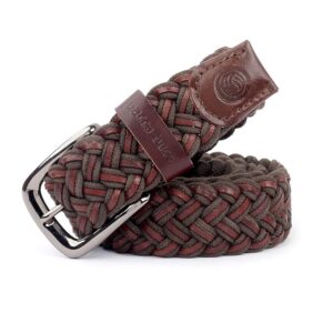 Bacca Bucci Italian Woven leather and Cotton Elastic braided belt for men with Alloy buckle