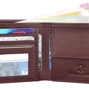 NAPA HIDE Maroon Leather Wallet for Men I Handcrafted I 4 Credit/Debit Card Slots I 2 Currency Compartments I 1 Transparent ID Window